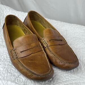 Cole Haan Men's Tan Pebbled Leather Preppy Summer Penny Loafers - Size 10.5